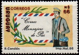 1988 Uruguay Postal messenger of peace postman drawing #1259 ** MNH