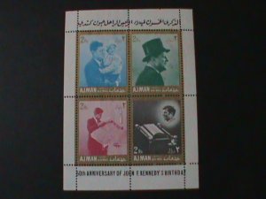 AJMAN-1964-50TH ANNIV: JOHN F. KENNEDY -MNH S/S LAST ONE WE SHIP TO WORLDWIDE