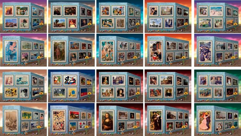 Art Paintings Cezanne Signac Gogh Rubens Sierra Leone 40 MNH sheets stamp set