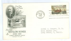 US 1205 1962 Winslow Homer, art, artist; typed address, corner crease