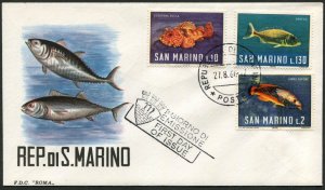 San Marino #643-652 Sea Life Fish Marine FDC 1966 First Day Cover