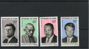 CHAD ADVOCATES OF NON-VIOLENCE JFK GANDHI ML KING SET MINT NH