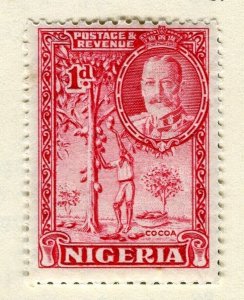 NIGERIA; 1930s early GV Pictorial issue Mint hinged 1d. value