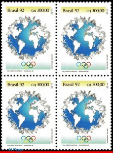 2359 BRAZIL 1992 SUMMER OLYMPICS GAMES, BARCELONA, GLOBE, MI# 2464, BLOCK MNH