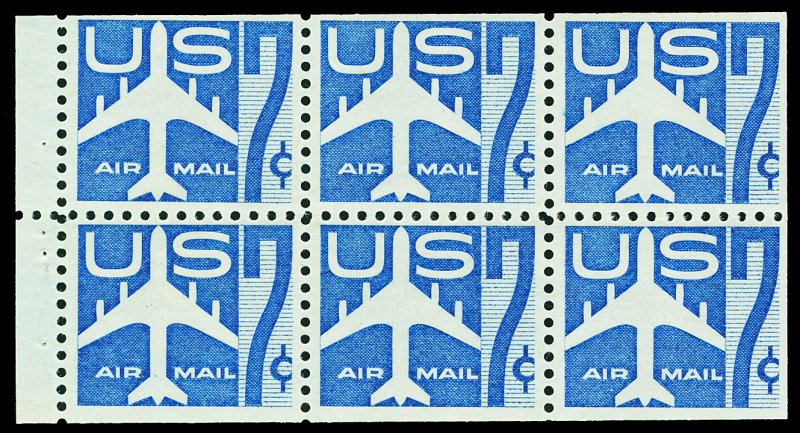 Scott C51a 1958 7c Airmail Booklet Pane Mint NH Cat $6.50