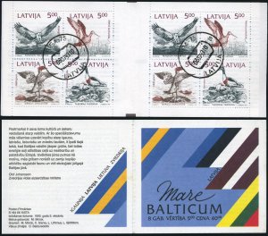 Latvia 332-335a booklet,CTO.Michel 340-343 MH 1. Birds of Baltic shores,1992.