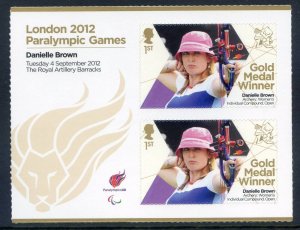 GB London 2012 Paralympics Danielle Brown Gold 1st Class MNH SG3390a 