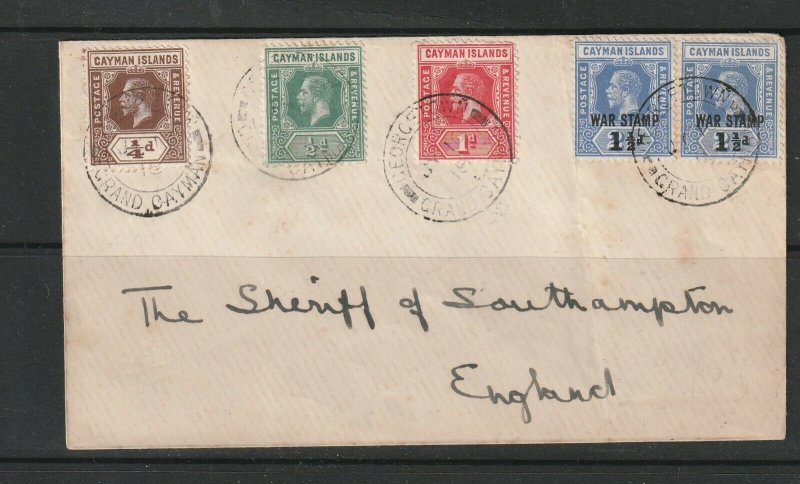 Cayman Island 1918 Cover, to the Sheriff of Southampton, with GV low valuse & a 