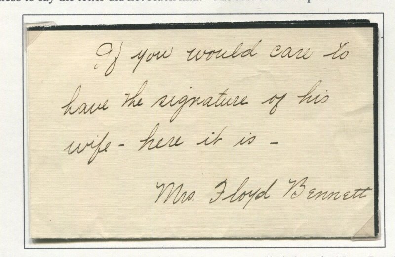 2 PAGE EXHIBIT WITH PILOT FLOYD BENNETT & BERNT BALCHEN SIGNED COVER & MORE