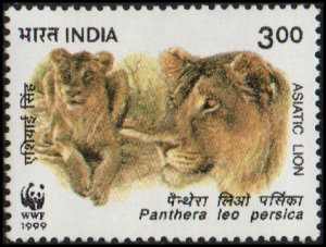 India 1766 - Mint-NH - 3r Two Asiatic Lions (Different) (WWF) (1999) (cv $2.35)