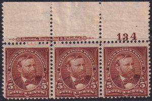 #270 Mint NH, Fine+, Plate number strip of 3, imprint (CV $375) (CV $105 - ID...