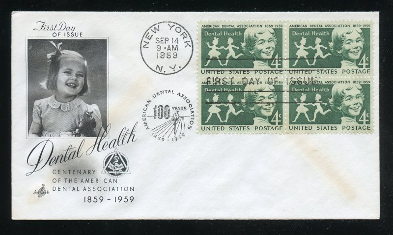 US 1135 Dental Health Issue Blk  UA ArtCraft cachet FDC