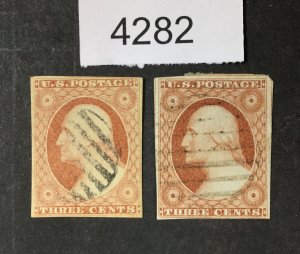 MOMEN: US STAMPS #11 GRID  USED  LOT #4282