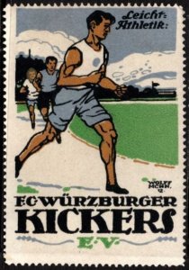 Vintage Germany Poster Stamp FC Würzburger Kickers EV German Ass. Soccer Club