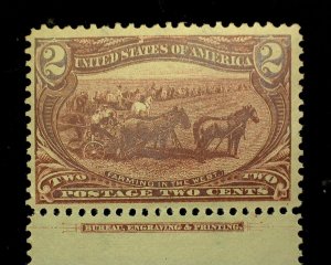 HS&C: Scott #286 2 cent Trans Mississippi Fresh impt margin VF MNH US Stamp