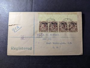 1918 Registered Turks and Caicos Cover to Port Washington NY USA