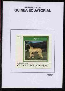 Equatorial Guinea 1977 Dogs 75EK Afghan proof in issued c...