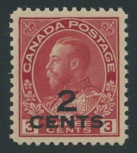 Canada 140 - 2 cent on 3 cent Provisional - XF Mint never hinged