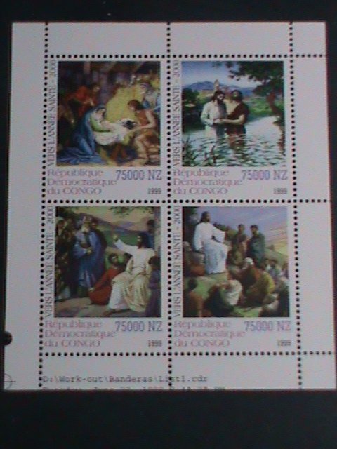 CONGO-1999 CHRISTMAS SHEET-THE STORY OF JESUS CHRIST-PAINTING MNH S/S VF