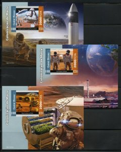 GUINEA BISSAU  2021 COLONIZATION OF MARS SET OF 3 SOUVENIR SHEETS  MINT NH