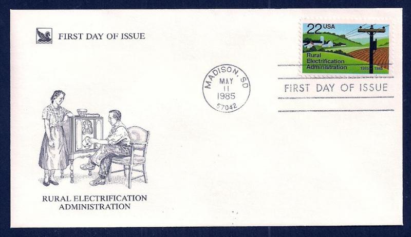 UNITED STATES FDC 22¢ Electrification 1985 Readers Digest