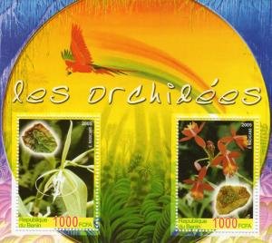 Benin 2005 ORCHIDS & MINERALS s/s Perforated Mint (NH)