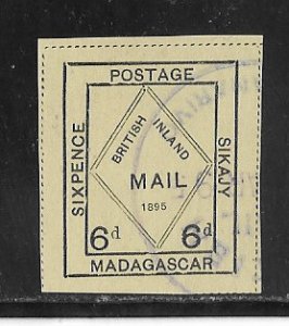 Madagascar 1895  British Inland Mail 6p (SG #52) used VF