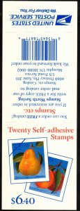 US 1995 $6.40 Peaches & Pears Booklet, Plate V11132; Scott 2494a; MNH