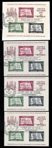 UN Stamps # 38 Used Lot Of 4 Souvenir Sheets