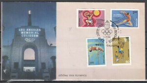 India, Scott cat. 1061-1064. L.A. Summer Olympics issue. First day cover. *