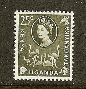 Kenya, Uganda & Tanzania; Scott #124; 25c Queen Elizabeth II, MLH