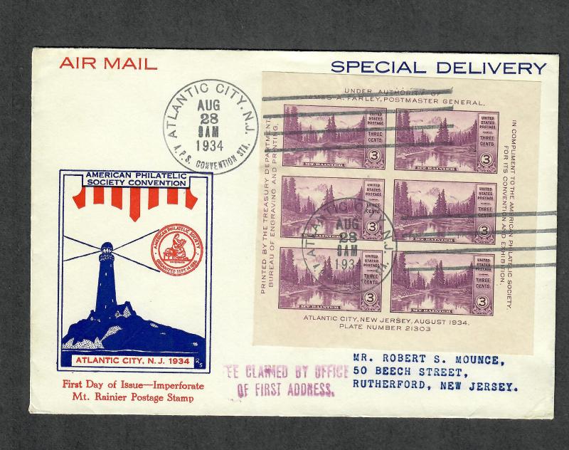 US Sc#750 FDC Ed Kee Cachet Mount Rainer 1934