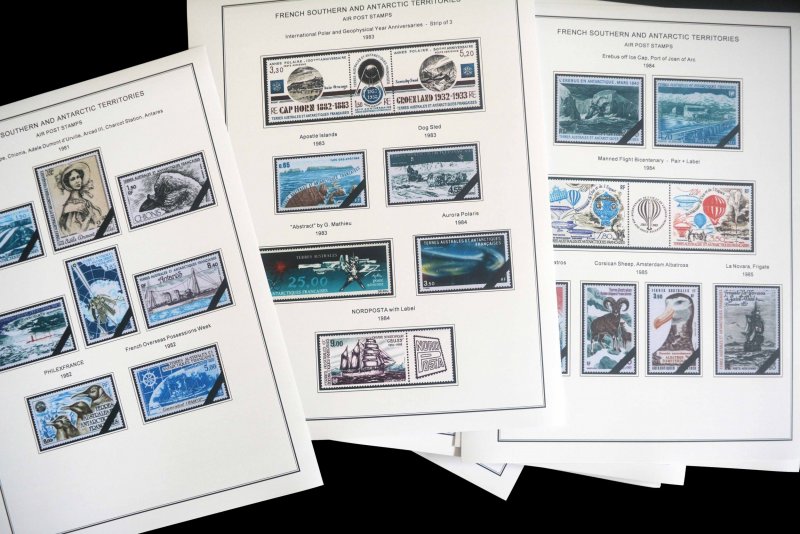 COLOR PRINTED TAAF: FRENCH ANTARCTICA 1955-2010 STAMP ALBUM PAGES (104 il.pages)