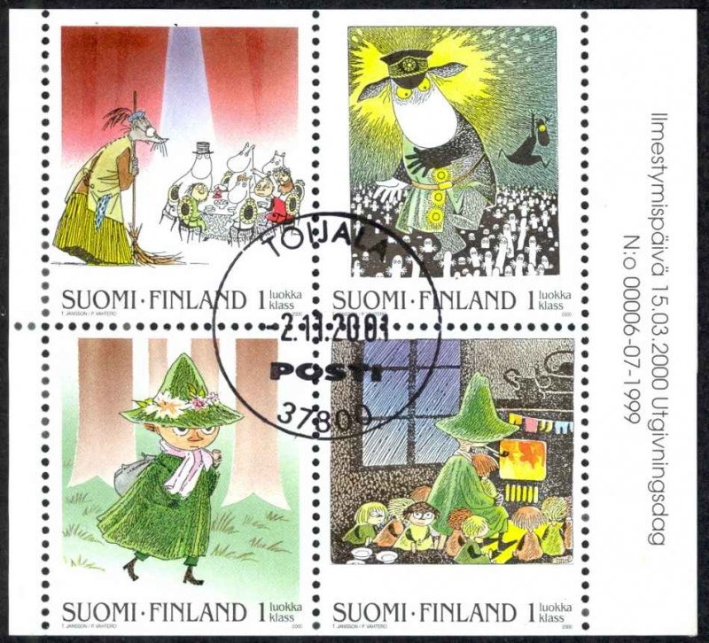 Finland Sc# 1127 perf 13x12-3/4 Used Booklet Pane 2000 Moomins