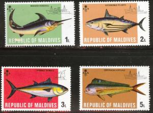 Maldives Scott 436-439 MH* 1973 Fisht short set