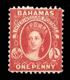 Bahamas #24 (SG 40) Cat£60, 1882 1p vermilion, hinged