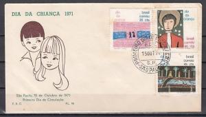 Brazil, Scott cat. 1200-1202. Children`s Art issue. First day cover.