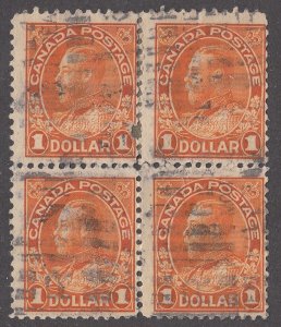 Canada #122 Used Admiral Block of 4