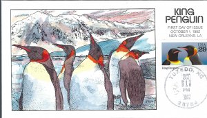 Collins Designed/Hand Painted Vibrant King Penguins FDC!!