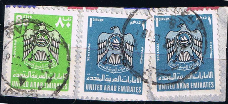 UAE. United Arab Emirates. Stamps on piece.SC 97, 99x2