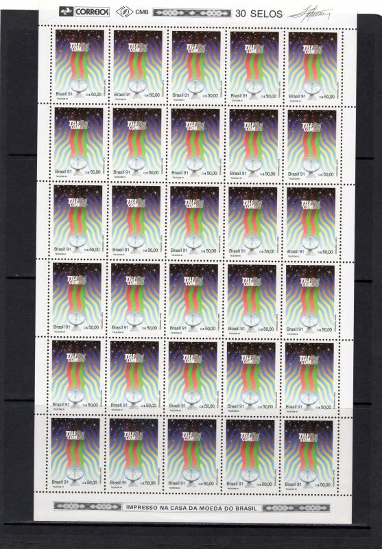 BRAZIL 1991 Sc#2332  Telecom'91/Ariane V.34/Space Mini-Sheetlet of 30 MNH