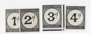 Northern Rhodesia Sc #J1-J4 set of 4 dues 3p is OG others NH, all VF