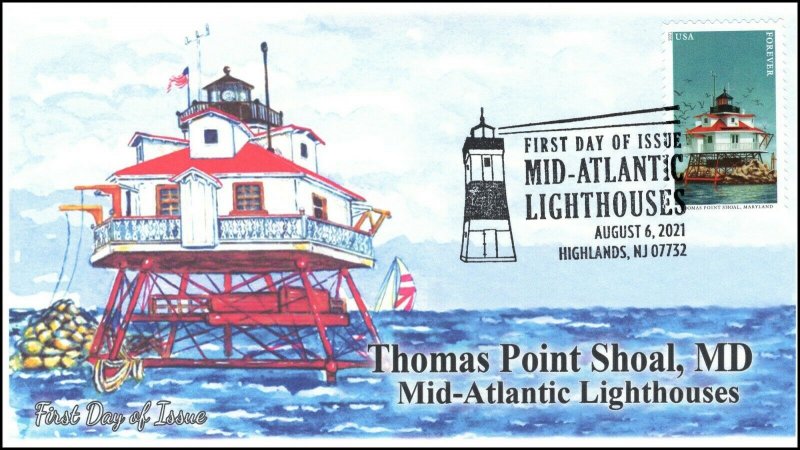 21-249, 2021, Mid-Atlantic Lighthouses, First Day Cover, Pictorial Postmark,