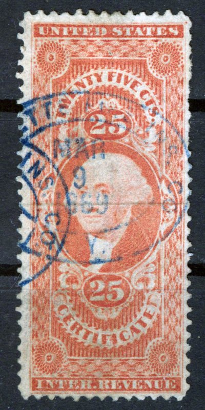 US stamp, REVENUE, 1862, SC R44, 25c, USED