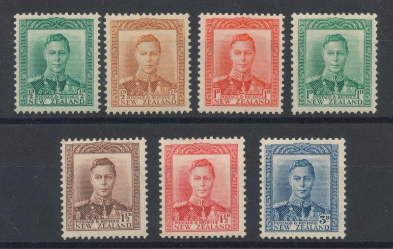 1938-44 NEW ZEALAND - Stanley Gibbons #603-609 - MH*