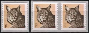 SC#4672 1¢ Bobcat Coil Pair & Single (2012) SA