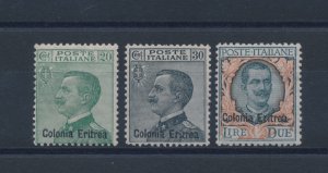 1925 ERITREA, Michetti overprintti, n . 93/95, 3 val, Good / excellent centerin