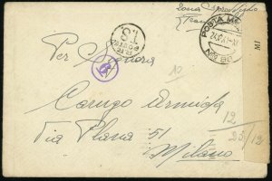 Italy Milan 1941 Military Mail Censor Verified Cover Postage with Letter WWII