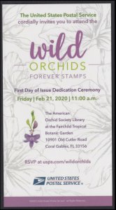 US Wild Orchids First Day of Issue Ceremony Invitation 2020