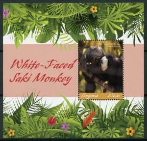 Guyana 2019 MNH White-Faced Saki Monkey 1v S/S Monkeys Wild Animals Stamps